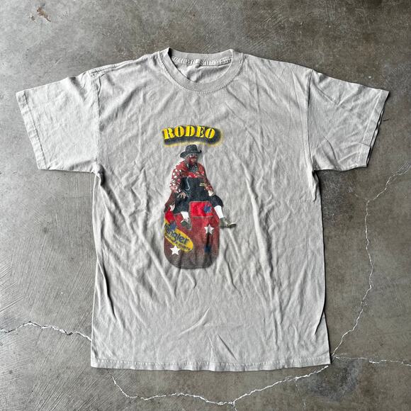 VINTAGE Y2K WRANGLER JEANS RODEO T-SHIRT WESTERN COWBOY GRAPHIC FITS MENS LARGE - Picture 1 of 5